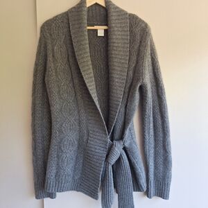 Tweeds 100% cashmere Women's open cardigan grey cozy capsule wardrobe sweater S
